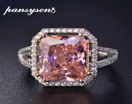 PANSYSEN 100 Solid 925 Zilveren Ringen Voor Vrouwen 10x12mm Roze Spinel Diamant Fijne Sieraden Bruids Bruiloft Verlovingsring1387620