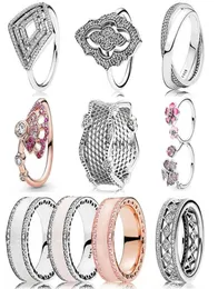 الأصلي S925 New Ring Openwork Vintage Clining Lace of Love Promise Signature Band Ring for Women Jewelry7034380