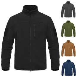 Men's Jackets Windbreaker Full Zip Up Tactical Fleece Warm Coats Pockets Safari Jacket Hiking Outwear Men Clothing