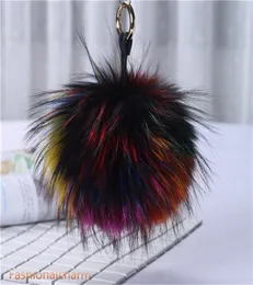 15cm6quot stor riktig tvättbjörn päls boll pompom väska charm Keyring telefonväska handväska tofsar gåva1952970