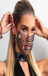 Luxury Mystic Black Mesh Vei Bling Rhinestone Face Mask Jewelry for Women Night Club Party Crystal Decoration Accessory9803392