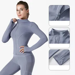 Roupas jaqueta de yoga roupa apertada para mulheres roupas de ginástica manga longa secagem rápida respirável correndo treinamento casaco topo