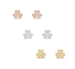 Lucky Clover Stud Earrings Designer for Women Letter v Fourleaf Cleef Mini Jewelry Jewelry Diamond Elings Gold Rose Silve8359452