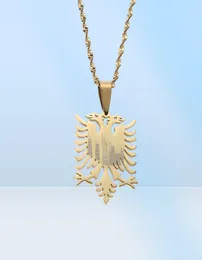 Albania Eagle Pendant Necklaces Gold Color Stainless Steel Jewelry Ethnic Gifts For Women Men6662547