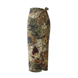 Spódnica ajualina letnia ołówek seksowna długa spódnica z gorsetu dla kobiet vintage kwiatowy nadruk sarong na plaży spódnice 2021 Boho Playa Faldas