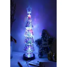 クリスマスデコレーション3D効果花火LEDライトツリーデスクテーブルUSBランプショーケースホームツリーの装飾5674503ドロップデリバリーDHO6J