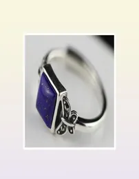 MS S925 Sterling Silver Jewelry Simple Handmade Lapis Lazuli Ring Opening74447683066189