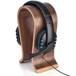 Earphones 2022 Wooden Headphone Stand U Shape Headphone Holder Classic Walnut Finish Headset Stand Hanger for Home Office Studio Bedroom