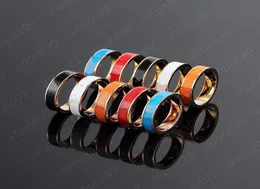 High Quality Designers Ring Fashion Men Women Multicolor Enamel Ring Stainless Steel Band Rings VShaped Jewelry2119027