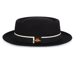 Berets Flat Top Jazz Hat Fashion 100 lia Wool Men039s Fedora With Pork Pie Women Felt 5658cm2479919