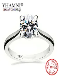 Yanhui con certificato solitario di lusso 20ct zircronia anelli di nozze di diamanti donne donne pura 18k in oro bianco in argento 925 anello ZR1284274874