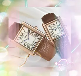 Paar Männer Frauen schöne Uhr Luxus Mode Square Römisch Tank Ultra dünne Uhr Japan Quarz Bewegung Liebhaber Rose Gold Silber Farbarmband Super Armbanduhr