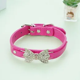 Colarinhos de cachorro Rhinestone craved gole de animais de estimação Bowknot com fivela de metal ajustável gato da moda para cães