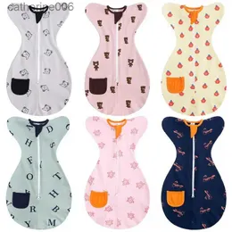 Schlafsäcke ZK20 Schlafsäcke für Neugeborene, erhöhte Hand, Anti-Schock-Wickeldecke, Doppelreißverschluss, Schlafsäcke für Neugeborene, Baumwolle, Nachtwäsche, L231225