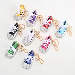 Tasarımcı mini tuval elmas spor ayakkabı anahtar zinciri erkekler kadınlar anahtar yüzük hediye ayakkabı anahtar zinciri debriyaj zinciri basketbol ayakkabı anahtar tutucu