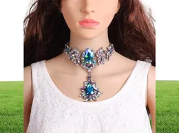Modedesigner Luxus übertrieben sehr glitzernder schöner Strassstein Diamantkristall Blume Ohrring Choker Statement Halskette 4050472