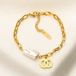 Designer -Armbänder für Frauen Ketten Schmuck Gold plattiert Edelstahl nie verblassen Geschenkbrief Hochzeitsgröße 17+5 cm