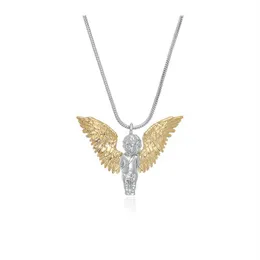 Retro Gold and Silver Angel Necklace Wing Titanium Steel Personality Soil Hoppning Di Accessories Street Hip Hop Sweater Chain274y