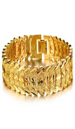 Osobowość Bransoletki 18K Gold Wheat Wyster Link Bangles wystawna punk -punkowa biżuteria dla mężczyzn Kobiety Kubańska bransoletka Accessorie7101390