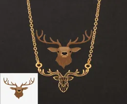 Ожерелье из нержавеющей стали с оленями, кулон с оленьими рогами, цепочки для животных, полые прямые складные ожерелья, мода 2021, Jewelry1335144
