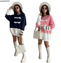 Kvinnors tröjor Klassisk design Wool Sweater Coat Crochet Mujer Knit Hoodie Dress Långärmningsbrev CC Brand Round Neck Pullover Hoodies06