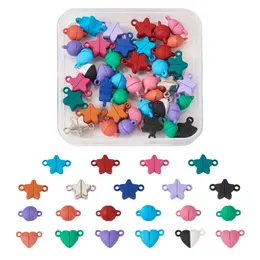 42 Sets Liebesherz runder Stern magnetisch verbundene Verschlüsse Perlen Charms Endkappen für DIY-Armband-Halsketten-Schmuckherstellung 231225