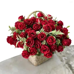 Kwiaty dekoracyjne 10 głów rose bukiet sztuczna dekoracja ślubu zachodniego 6 kolorów piwonie fałszywe