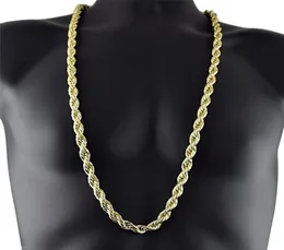 10 mm tjock 90 cm lång rep Ed -kedja 24K guldpläterad hiphop ed tungt halsband för mens8428126
