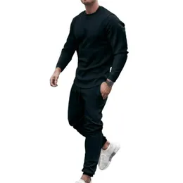 Sweatshirts Herrtröja Set Round Neck Sweatpants Man Ribbing Cuff Twopiece Men's Hoodie Pants Men Set Spring/Autumn Vetement Homme