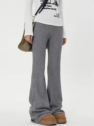Qweek y2k vintage cinza flare pant coreano moda básica preto queimado leggings harajuku retro casual malha sweatpants 231225