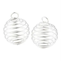 100Pcs DIY Silver Spiral Bead Cages Pendants Jewelry Findings Handmade Components Jewelry Making Charms 15X14MM 25X20MM 30X25MM209u