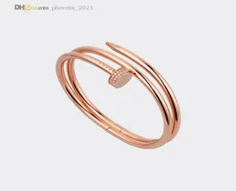 Designer pulseira prego pulseira mens bangle mulheres pulseiras diamante 20 rosa ouro jóias de luxo titânio aço banhado a ouro nunca 2558919