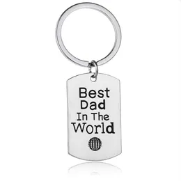 12 PCS Lot Dad in the World Charm Keychain Men Men Son Sonte Day Day's Day Gift Key Ring Papa Daddy Car Keyring Je226b