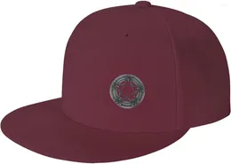 Czapki z płaską czapką brzegową kapelusz dla mężczyzn - tajemnicze gotyckie nadruki pentagramowe regulowane baseball