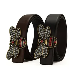 2018 Wide Cowhide Small Bee Buckle Rivet Belt For Women Top Quality Smooth Buckle Genuine Leather Women039s Belt Ceinture Y19058118459