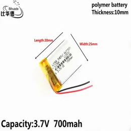 Batteries 10pcs The high quality 3.7V 700MAH 102530 Lithium Polymer LiPo Rechargeable Battery For Mp3 headphone PAD DVD bluetooth camera