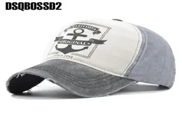 Dsqbossd2 panel hip hop çırpınma yılı baskılı şapka çift şapka erkek pamuk beyzbol şapkası eski korsan çapa capra yıkama kap8566400