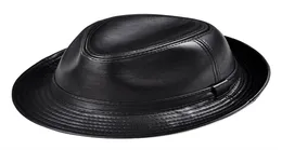 Winter Genuine Leather Wide Brim Stetson Fedoras British Hats For MenWomen Gentman Black 5561cm Fitted Jazz Hip Gorras9613986