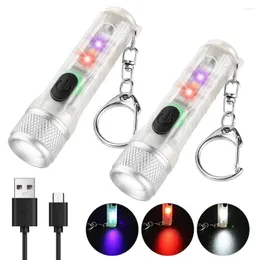 Flashlights Torches Small Rechargeable High Lumens Type-C Fast Charging Keychain Light 11 Modes Pocket Torch For Outdoor