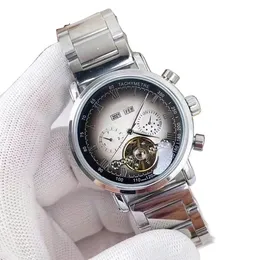 Relógios de designer masculino Banda de aço inoxidável de 42 mm homens de luxo assistindo movimento automático mecânico Todos os sub-diários trabalham para relógios de pulso Presente para homem do dia dos namorados presente