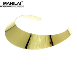 MANILAI Classic Style High quality Shine Torques Choker Collar Necklaces Statement Jewelry Women Neck Fit Short Design3241526