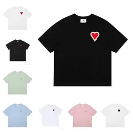 Diseñadores Paris Shirit 2023ss Spring Classic Heart Color Sólido Big Love Cuello redondo Camiseta de manga corta para hombres y mujeres Ty4