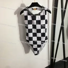 Seksi Sızıntı Bikini Siyah Beyaz Damalı Tek Parça Mayo Tasarımcı Yaz Sörf Mayo için Baskı Bikini