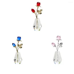 Fiori decorativi Figurina di rosa in cristallo con polo argento - elegante regalo per ogni occasione due blu rosa di qualità premium di qualità rosa