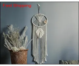 Ins Chic Bohmian Wall Hanging Aubestry Foglie di cotone intrecciato a mano DreamCatcher DECORATIVE HOME CHIESTRY BOHO Decor Macrame8778461