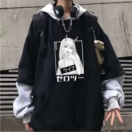 صفر اثنان حبيبي في بلوزات Franxx المقنعين هوديي هودي الشارع Cosplay Cosplay Sweatshirt طباعة هوديز كبيرة الحجم نساء الرجال