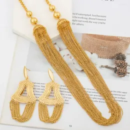 Orecchini di collana set Gioielli a colori oro africano Dubai Long Chain con 2 pezzi per matrimoni per matrimoni