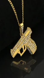 Collier de mode pour hommes pendentif pistolet en diamant complet colliers Hip Hop pour hommes plaqué or Cool Hiphop Chains7723343