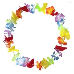 Flores decorativas 20 PCs Supplies de festa de seda Flor Hawaiiana Lei Garland Hawaii Wrinalh Cheerleading Products Colar