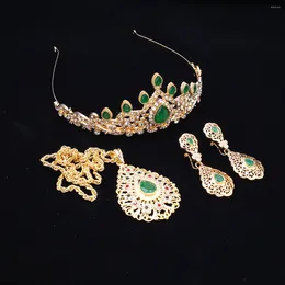 Orecchini di collana set di gioielli algerini per matrimoni da sposa Accessori per goccia corona per donne lussuoso Dubai Earring Fashion